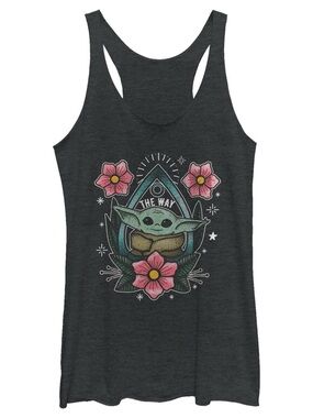 Star Wars The Mandalorian The Child Flower Tattoo Racerback Tank - 2X Large